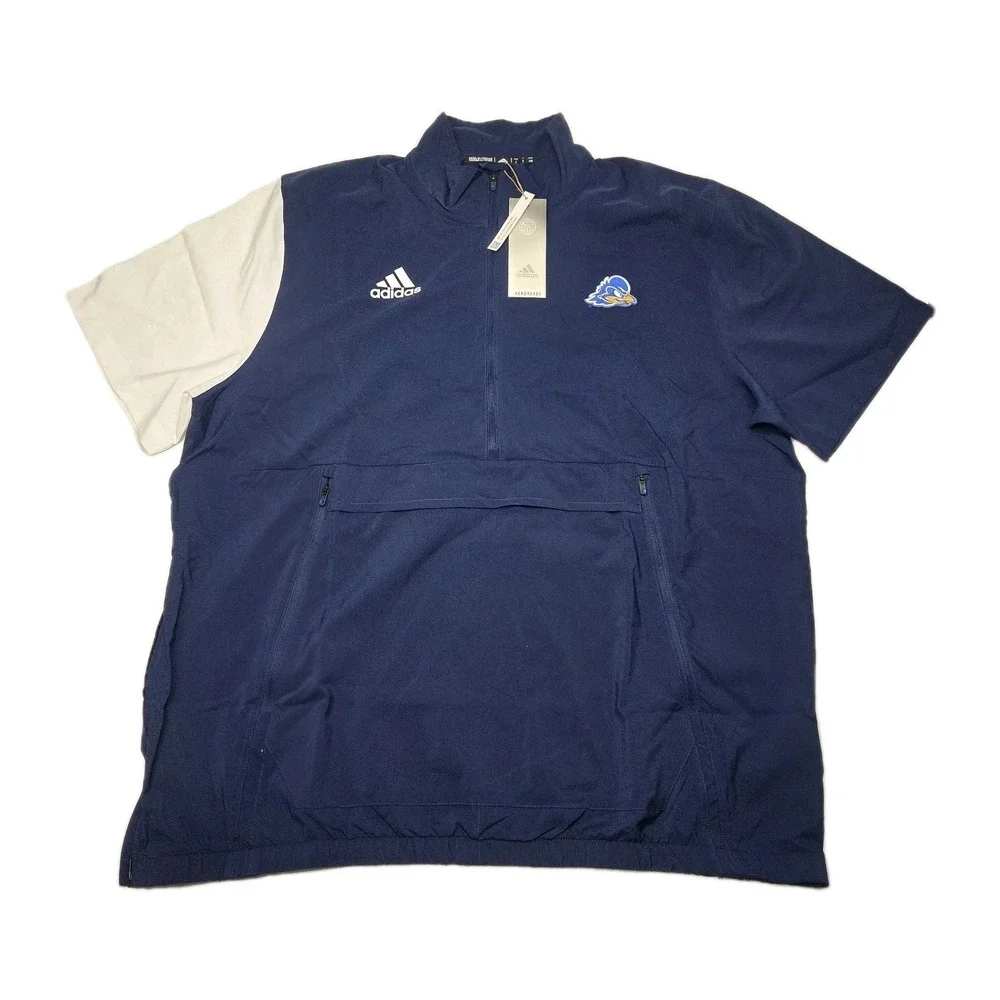 Delaware Blue Hens Adidas Stadium 1/4 Zip Men's Large SS Woven Team Navy‎ Blue